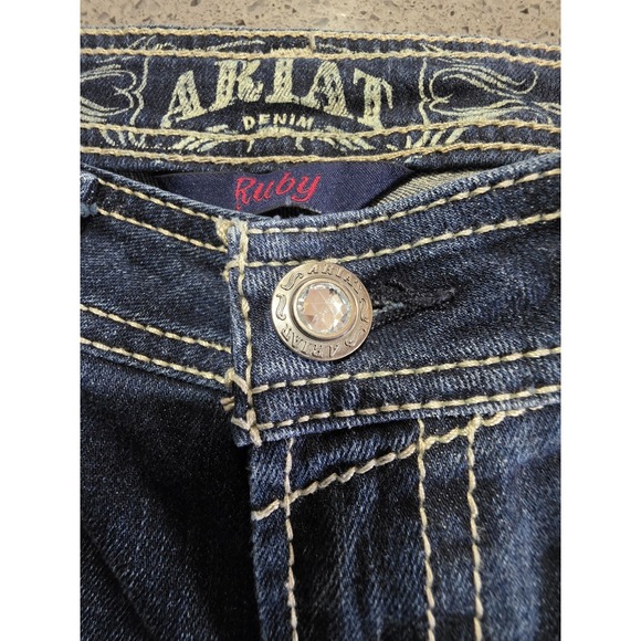 Ariat Ruby Denim Jeans Women 26x30 Thick Stitch Embellished Western Boot Cut - Picture 8 of 15